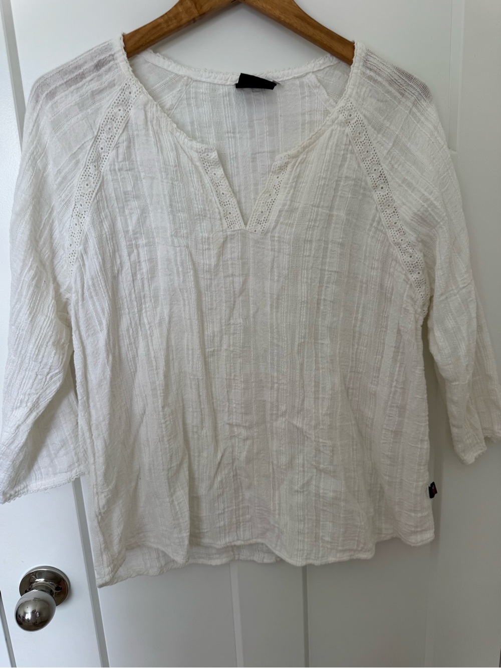 Produce Company White Cotton Gauze Split-Neck Tunic